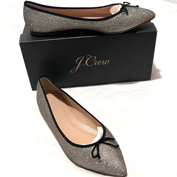 J. Crew Shoes - J. Crew Gemma Glitter Flats Metallic Gold Silver Size 9.5